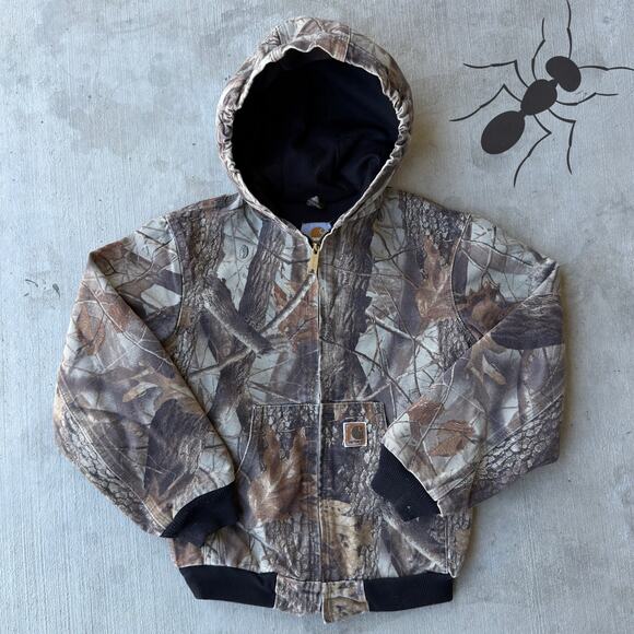 Carhartt Other - Vintage Y2K Carhartt YOUTH YJ144 CMO camo hooded work wear jacket